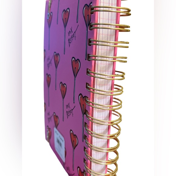 Betsey Johnson NWOT Pink Red Heart Lollipop Lined Paper Notebook Journal Pad - Picture 3 of 6